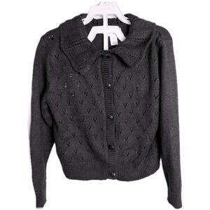 Cat & Jack Girl’s Size 5 Textured Knit Black Cardigan Sweater